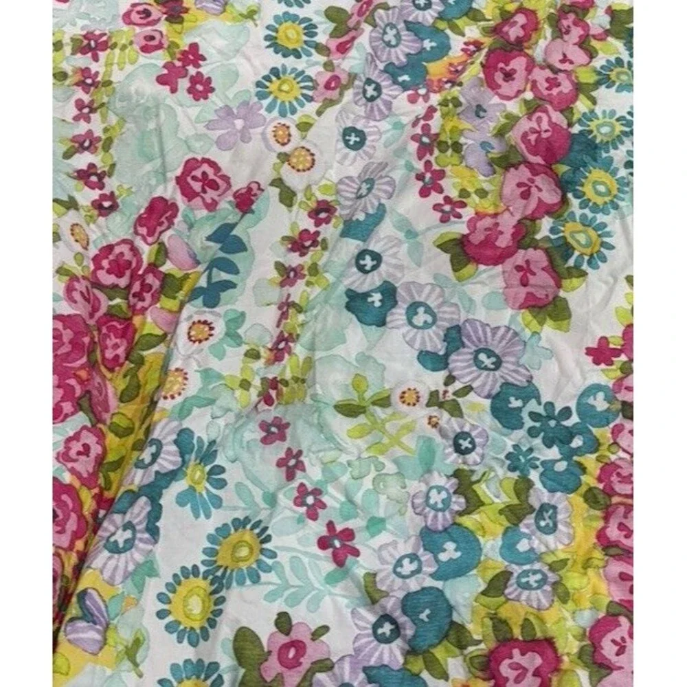 Pottery Barn Watercolor Floral Print Twin Cotton Duvet Bohemian Beautiful Blooms